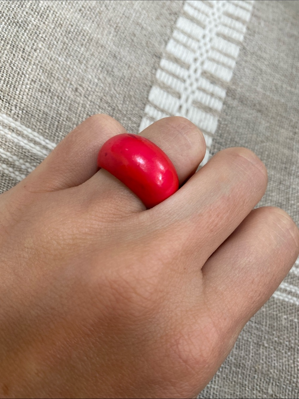 Vintage 1970s Bold Red Dome Ring - Women Accessories